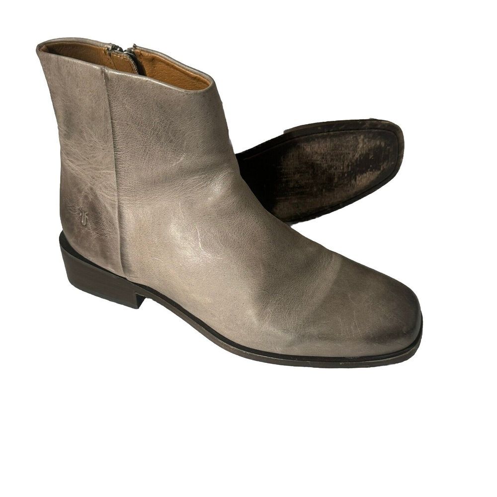 Frye River‎ Inside Zip Bootie Women’s 9.5 M Gray Leather Ankle Boots